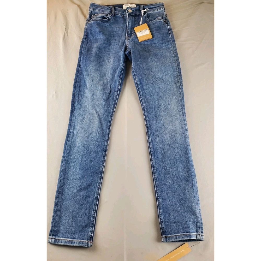 Reformation Harper Skinny Womens 24 Bleu Mid Rise Stretch Organic Cotton Blend